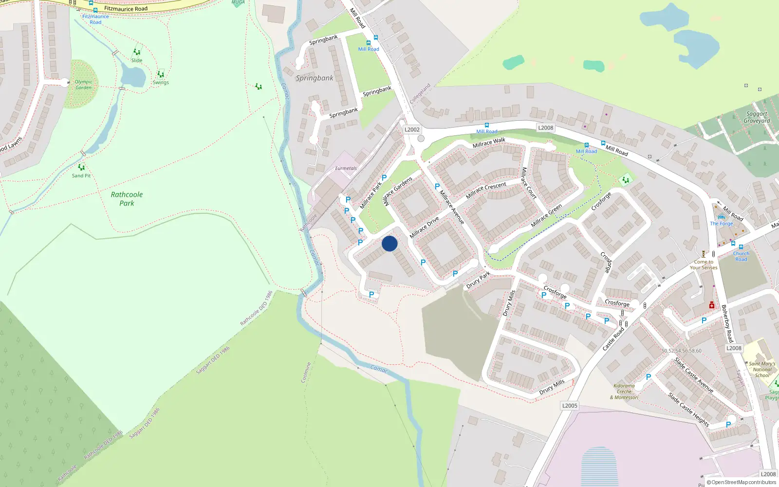 Overhead map showing the location of Unit 63 Millrace Park, 63 Millrace Park, Saggart