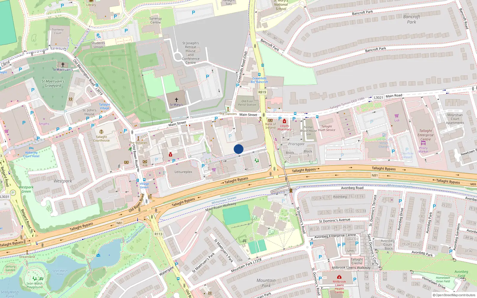 Overhead map showing the location of Unit 85 New Bancroft Hall, Main Street, Tallaght