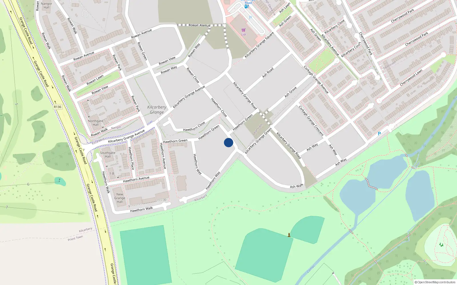 Overhead map showing the location of Units 1 - 37 Westgate Hall, Kilcarbery Grange, Clondalkin