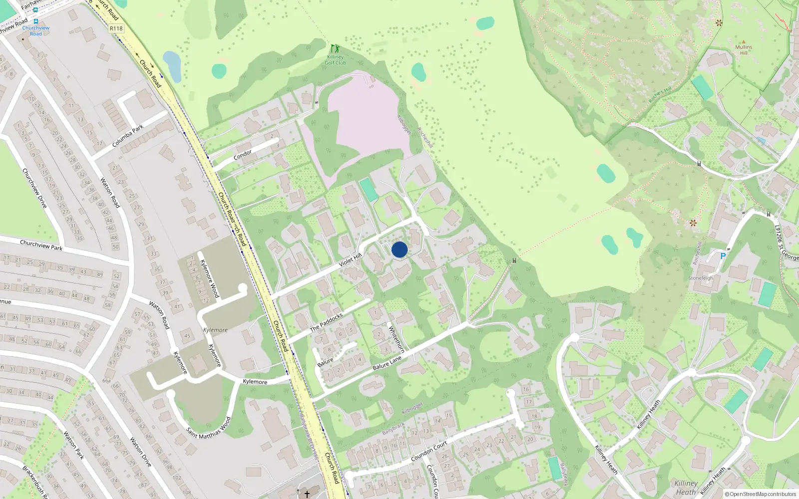 Overhead map showing the location of Kilbogget, Dublin, Co. Dublin