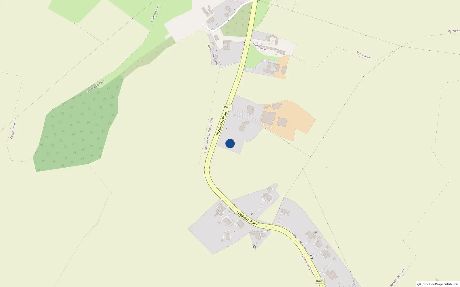 Overhead map showing the location of Whitethorn Lodge, Newcastle North, Newcastle, Co. Dublin