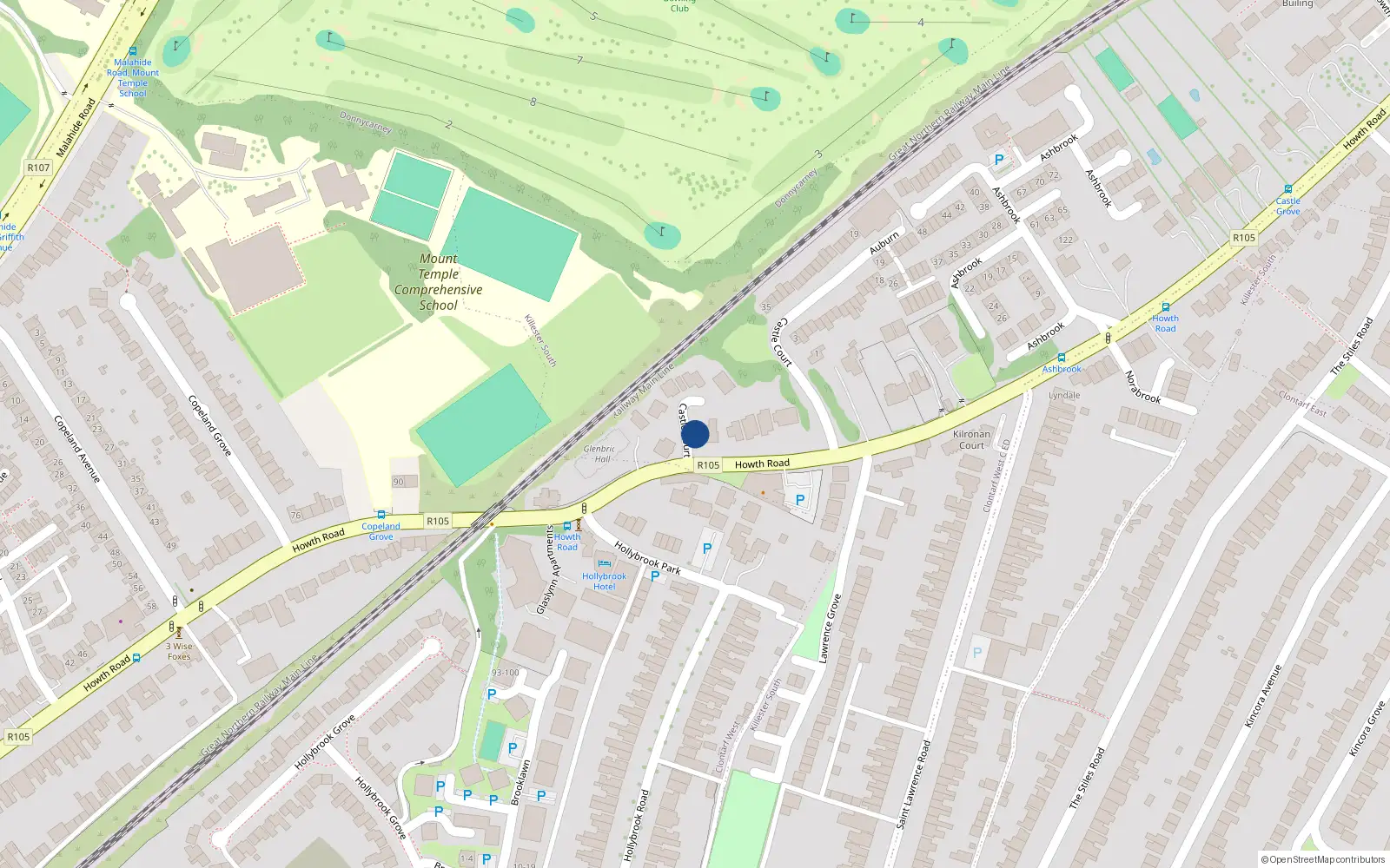 Overhead map showing the location of Willow, 102 Howth Road, Clontarf Dublin 3
