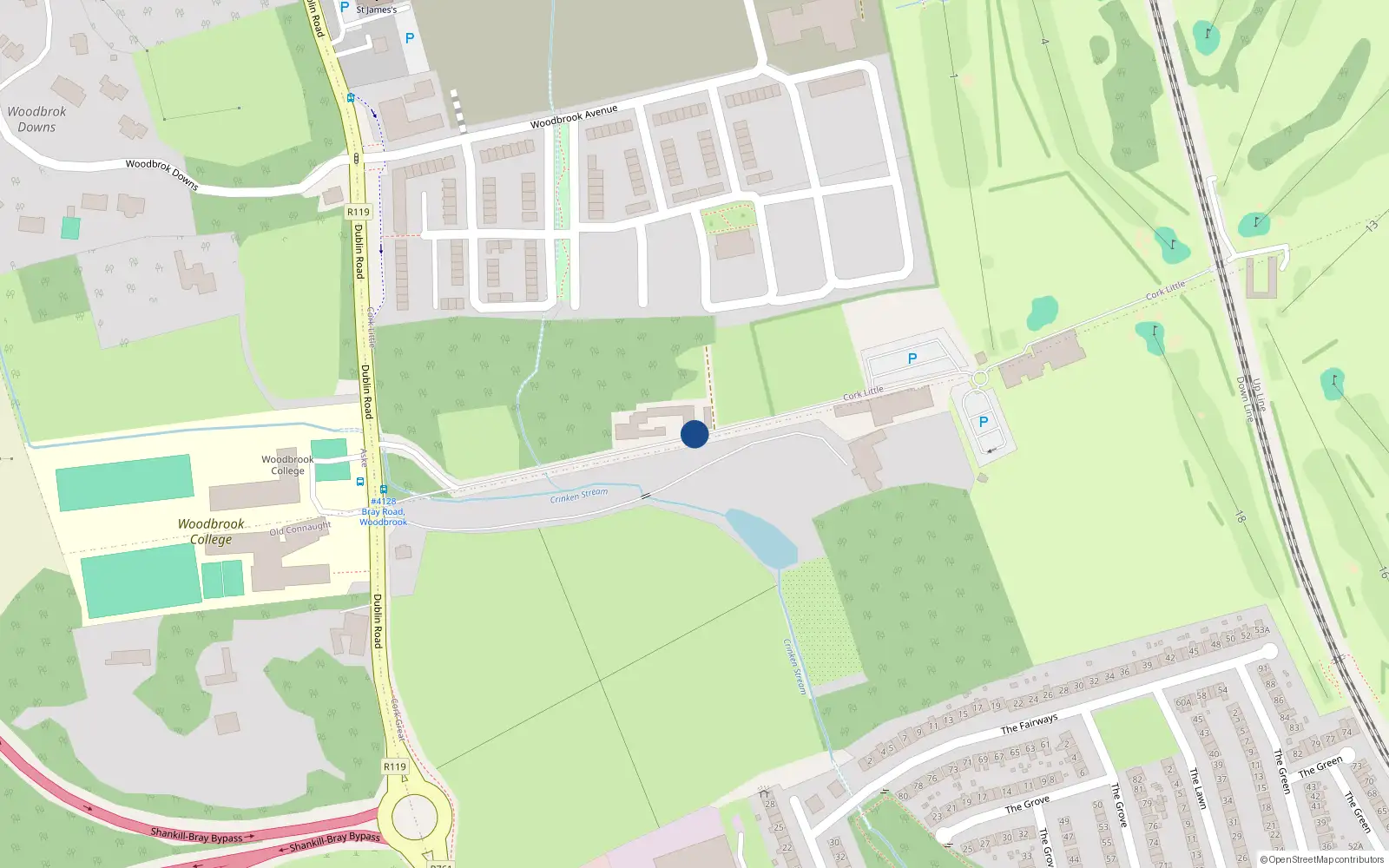 Overhead map showing the location of Woodbrook, Shankill