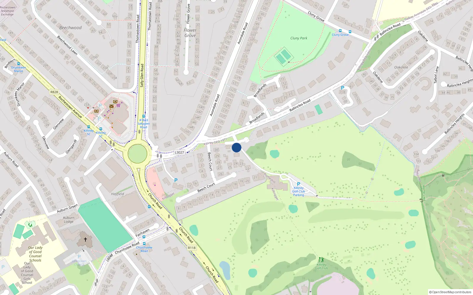 Overhead map showing the location of Rocheshill, Dublin, Co. Dublin