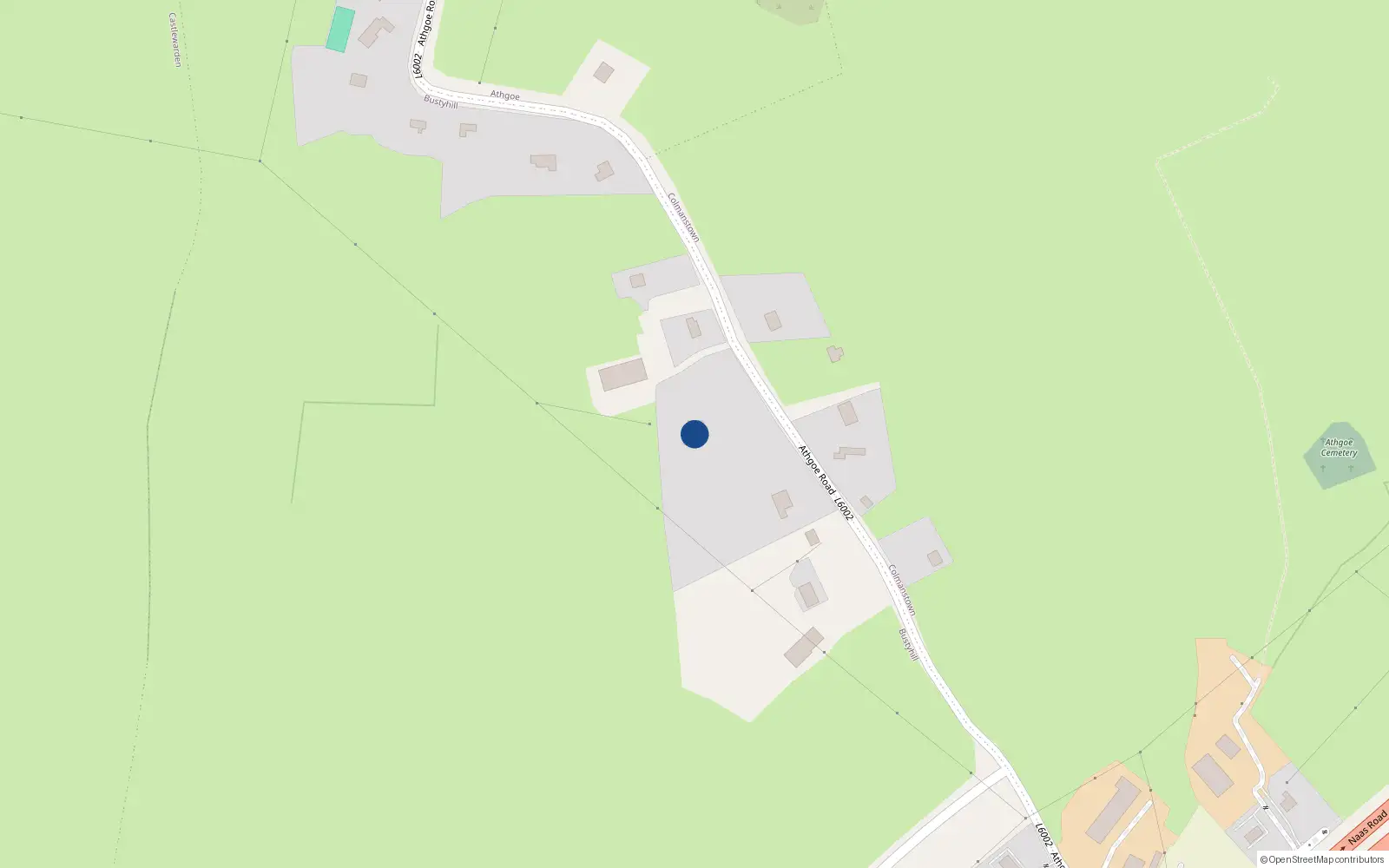Overhead map showing the location of Woodlands, Athgoe, Newcastle, Co. Dublin