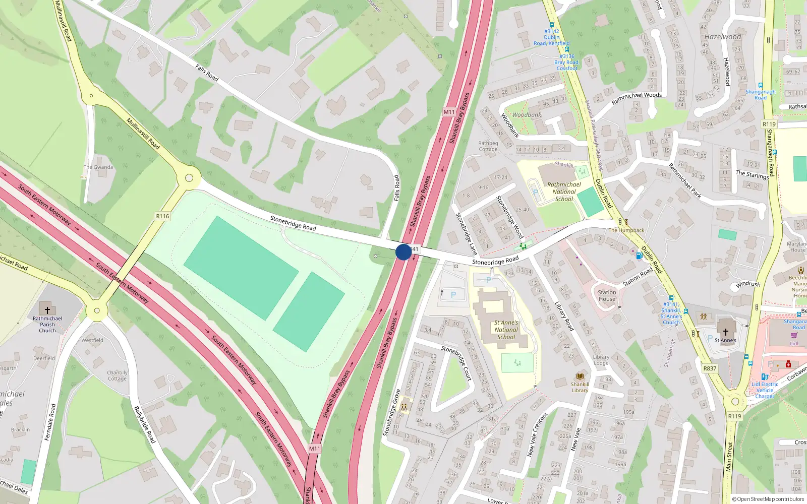 Overhead map showing the location of Shankill Bypass, Shankill
