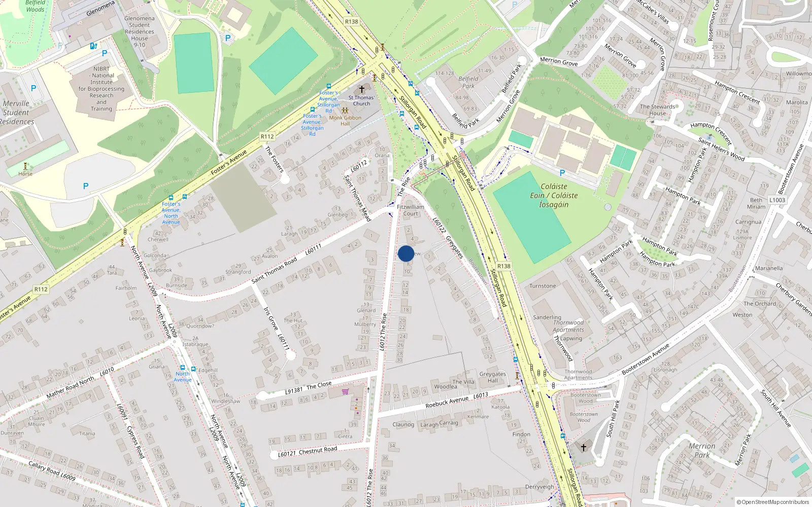 Overhead map showing the location of Mount Merrion, Dublin, Co. Dublin